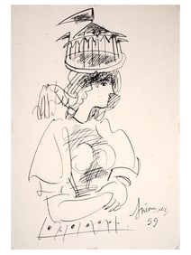 RUSSIAN PORTRAIT INK PAINTING BY ALEXANDER TYSHLER