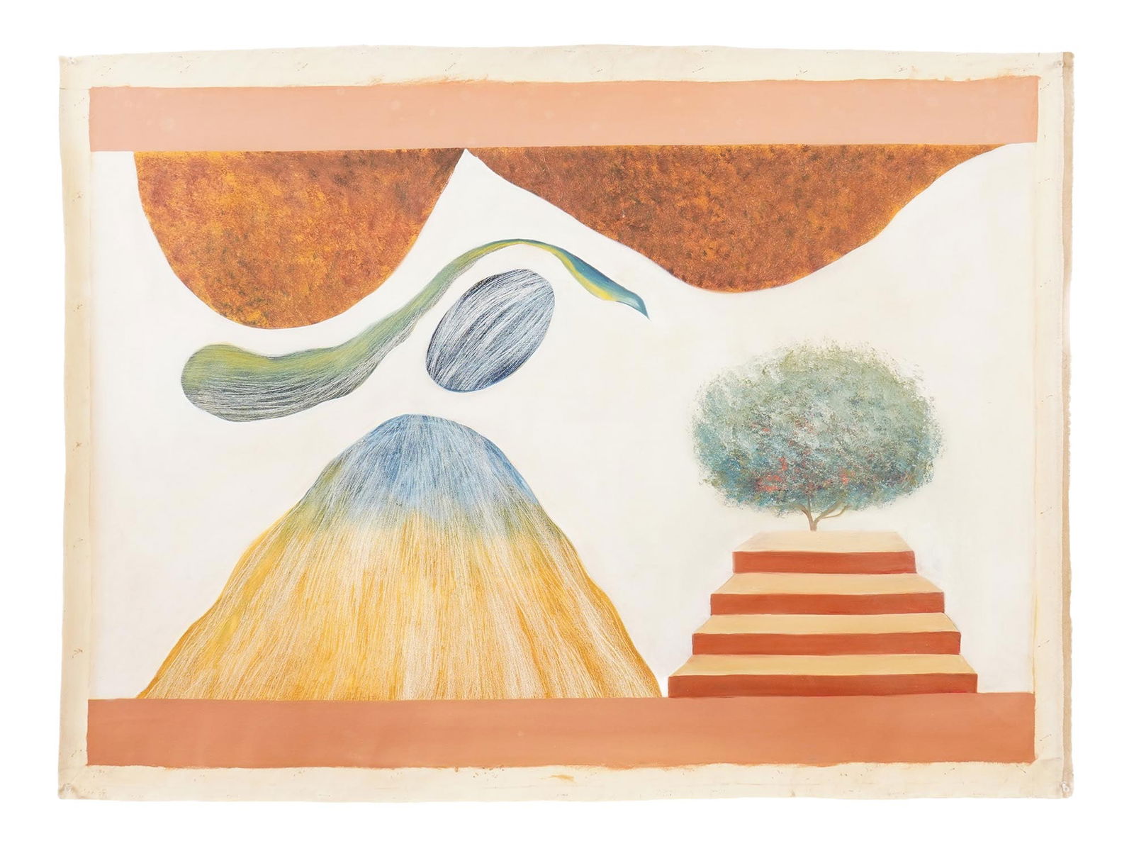 MID CENTURY INDIAN PAINTING SIGNED J. SWAMINATHAN (1 of 7)