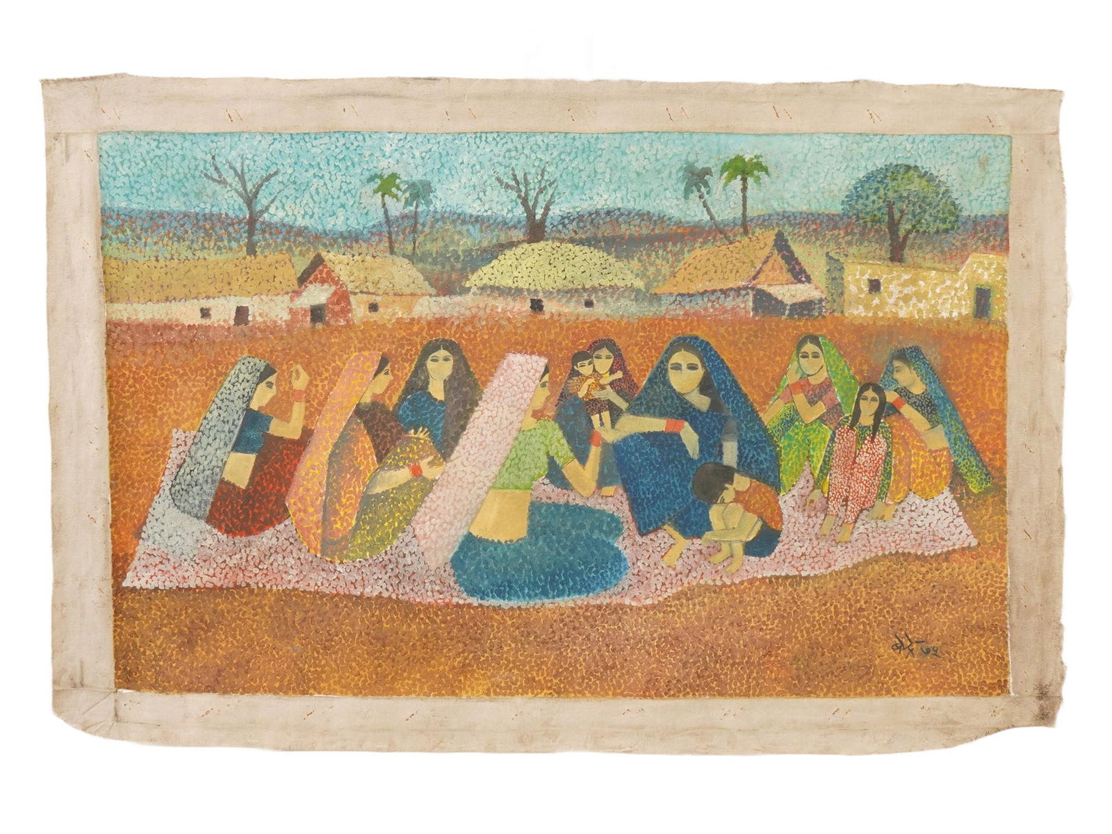 MID CENTURY INDIAN PAINTING SIGNED N. S. BENDRE (1 of 4)