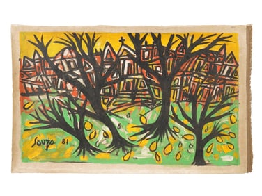 MID CENTURY INDIAN PAINTING SIGNED F. N. SOUZA