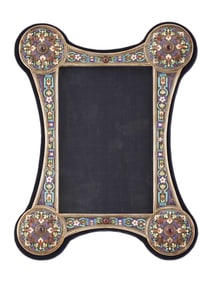 RUSSIAN SILVER CLOISONNE ENAMEL GEMS PICTURE FRAME