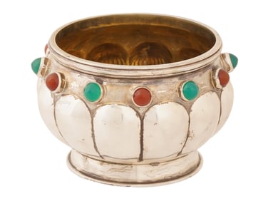 RUSSIAN SILVER BRATINA CUP WITH GEMSTONES