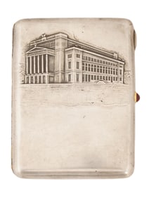 RUSSIAN SILVER CIGARETTE CASE W MOSCOW BOLSHOI THEATER