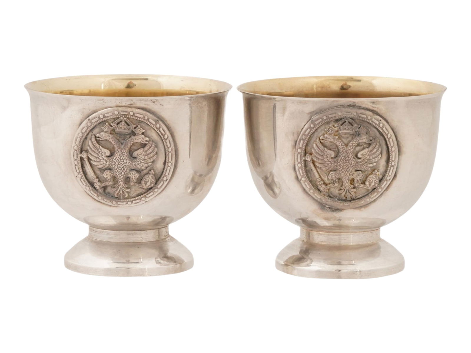 PAIR OF RUSSIAN 84 SILVER IMPERIAL PRESENTATION CUPS (1 of 8)
