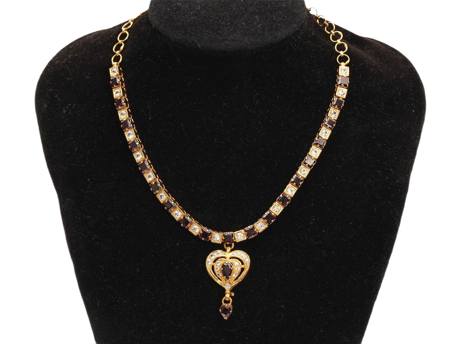 GILT STERLING SILVER GEMSTONE LINK HEART NECKLACE (1 of 7)