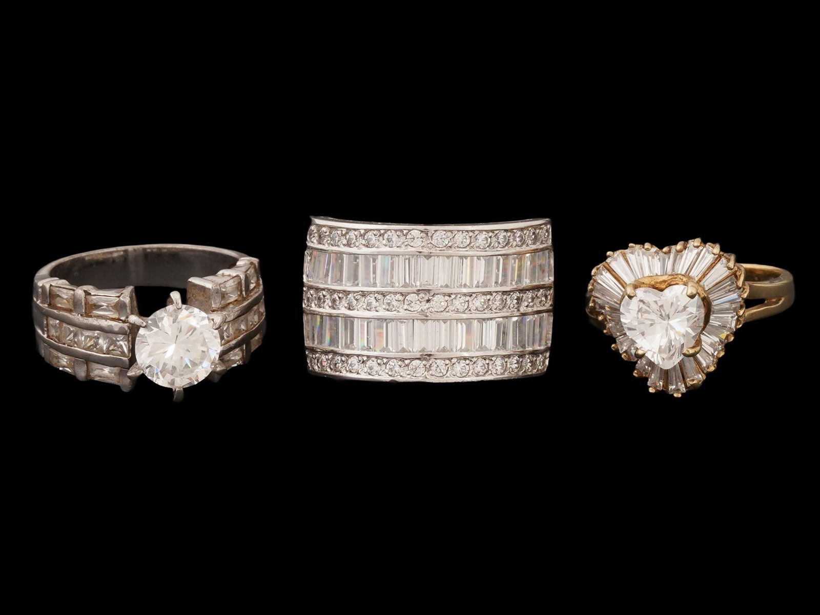 LOT OF THREE STERLING SILVER RINGS W GEMSTONES (1 of 10)