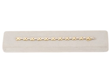YELLOW AND WHITE 14K GOLD BRACELET W NATURAL DIAMONDS