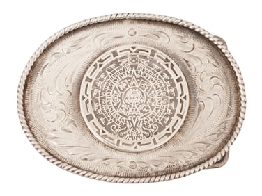 TAXCO MEXICAN CALENDAR STERLING SILVER BELT BUCKLE