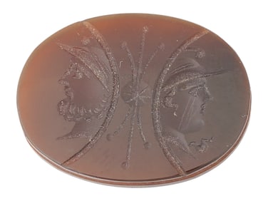 ANTIQUE HAND CARVED CAMEO INTAGLIO W SOLDIERS