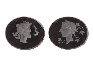 LOT OF TWO ANTIQUE HAND CARVED CAMEO INTAGLIOS