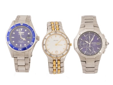 LOT SEIKO DELMA INVICTA WATER RESISTANT WRIST WATCHES