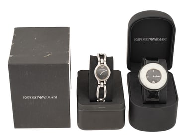 LOT OF TWO EMPORIO ARMANI WRIST WATCHES IOB