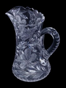 AMERICAN BRILLIANT CUT PERIOD BUTTERFLY GLASS PITCHER