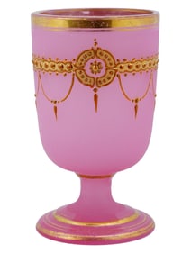 ANTIQUE FRENCH 19TH C PINK OPALINE GLASS GOBLET