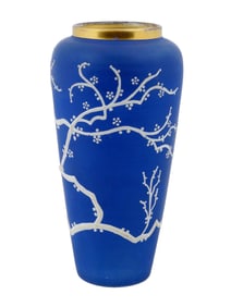 ANTIQUE 19TH C FRENCH BLUE OPALINE GLASS VASE