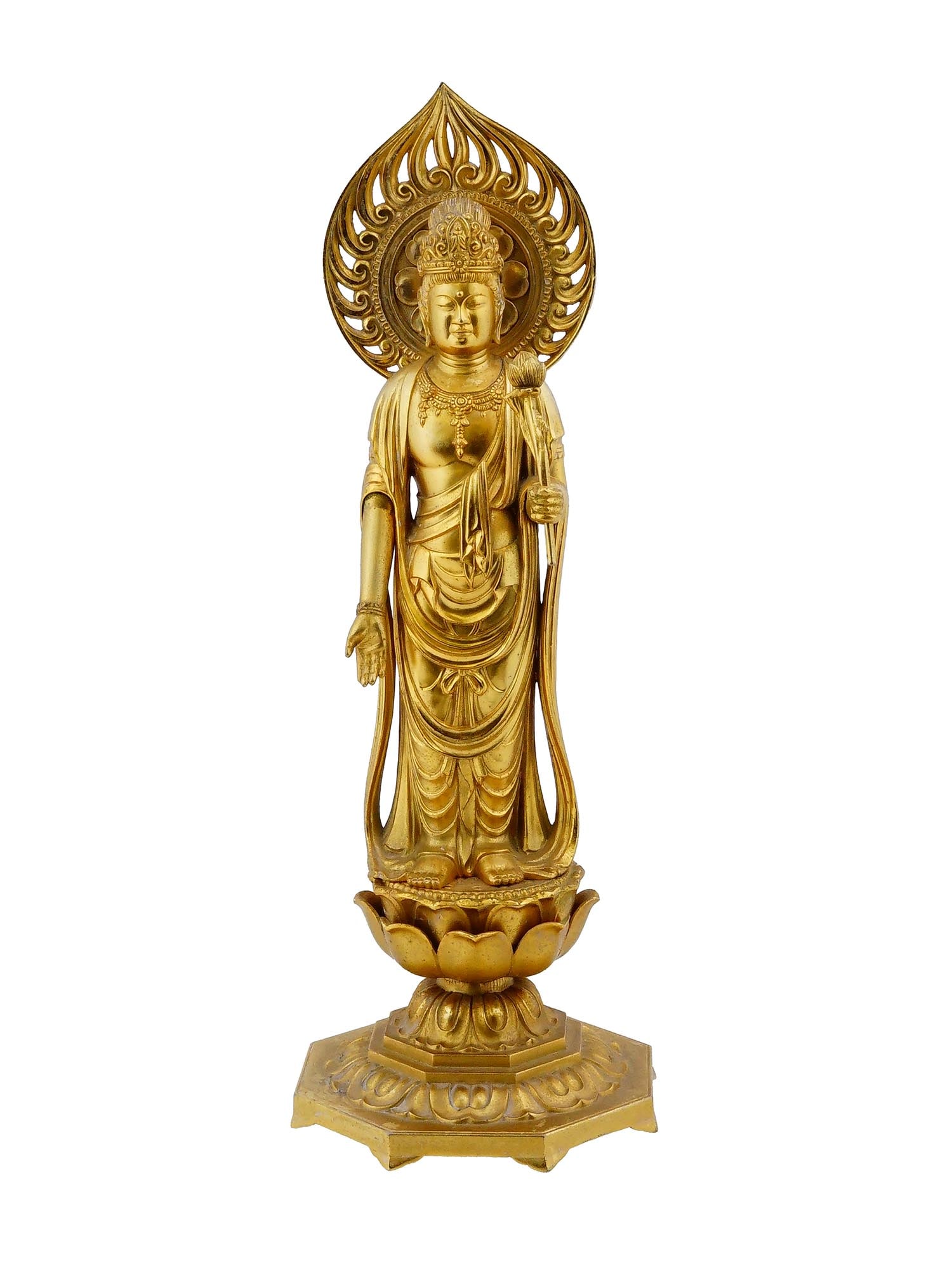 VINTAGE BUDDHIST BRASS AVALOKITESVARA FIGURINE (1 of 7)