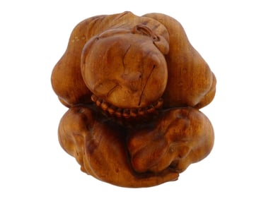 VTG FIJIAN HAND CARVED TEAKWOOD WEEPING BUDDHA FIGURE