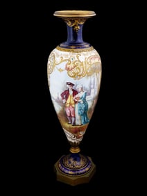 ANTIQUE FRENCH SEVRES PORCELAIN VASE SIGNED PAROT