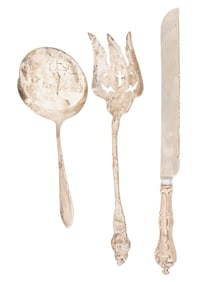 COLLECTION OF STERLING SILVER CUTLERY SERVING WARES