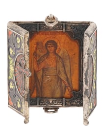 RUSSIAN SILVER CLOISONNE ENAMEL ICON PENDANT