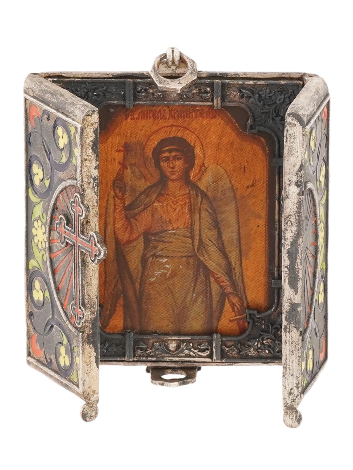 RUSSIAN SILVER CLOISONNE ENAMEL ICON PENDANT (1 of 7)