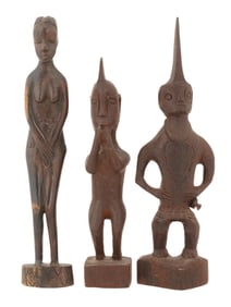 LOT OF WEST AFRICAN MALE FEMALE CARVED WOODEN FIGURES