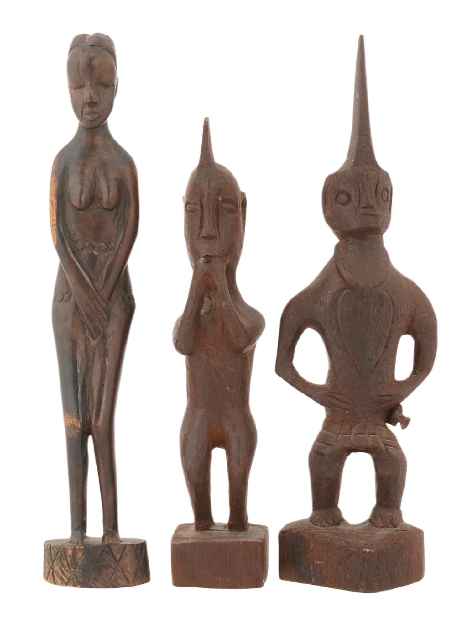 LOT OF WEST AFRICAN MALE FEMALE CARVED WOODEN FIGURES (1 of 6)