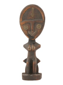 AFRICAN CARVED WOODEN AKUABA FERTILITY DOLL FIGURE