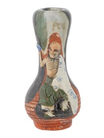 VINTAGE JAPANESE SUMIDA GAWA DRIP GLAZED CERAMIC VASE