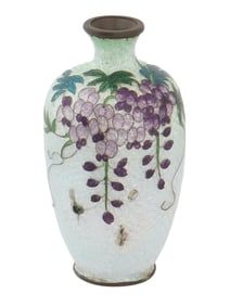 ANTIQUE JAPANESE MEIJI ERA GINBARI CLOISONNE VASE