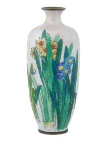 ANTIQUE JAPANESE MEIJI ERA GINBARI CLOISONNE VASE