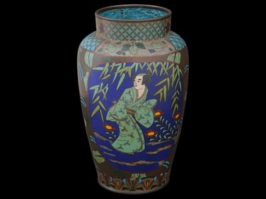 ANTIQUE JAPANESE MEIJI CLOISONNE ENAMEL VASE