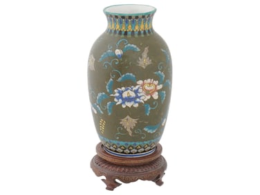 ANTIQUE JAPANESE MEIJI PORCELAIN CLOISONNE VASE