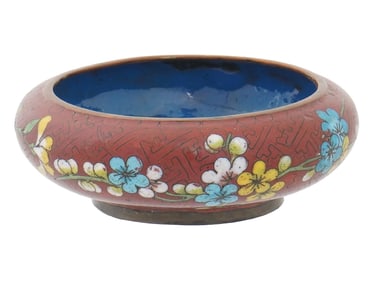 ANTIQUE CHINESE CLOISONNE ENAMEL BOWL FLORAL MOTIFS