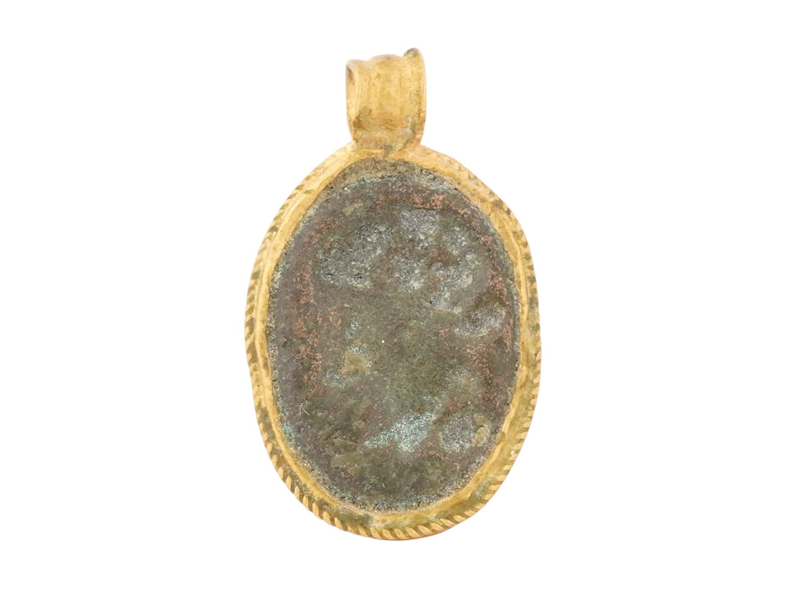 ANCIENT ROMAN GOLD AND BRONZE INTAGLIO PENDANT (1 of 4)
