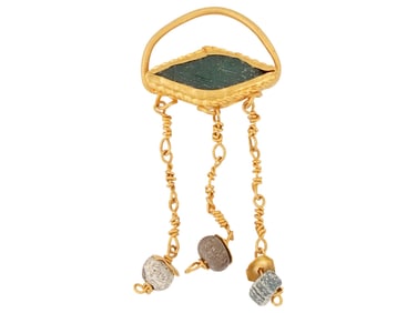 ANCIENT ROMAN GOLD AND GLASS EYE AGAINST EVIL PENDANT