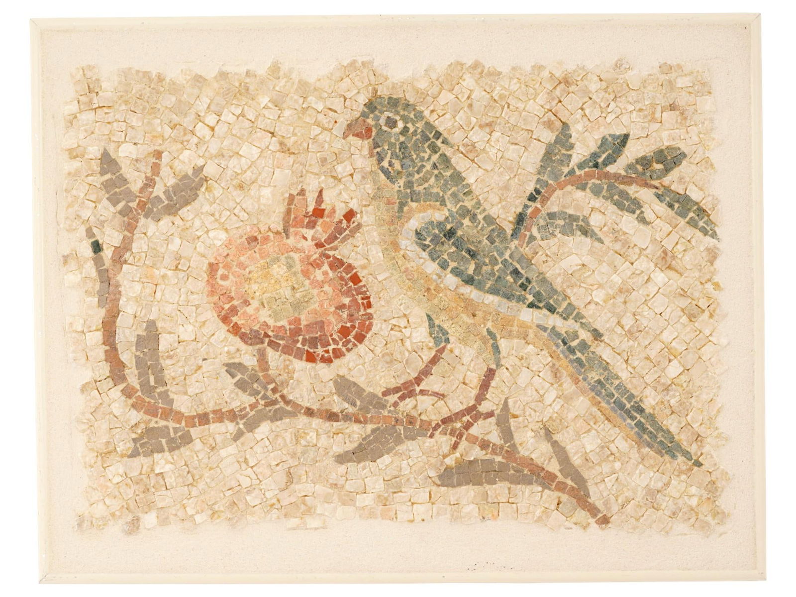 ANCIENT ROMAN EMPIRE MOSAIC BIRD AND POMEGRANATE (1 of 5)