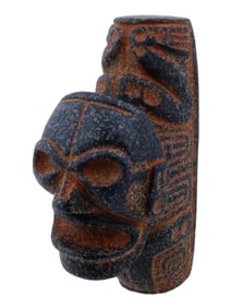 ANCIENT PRE COLUMBIAN IDOL SCULPTURE OF A HUMAN SKULL