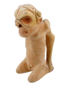 ANCIENT PRE COLUMBIAN HARD STONE SEATED IDOL FIGURE