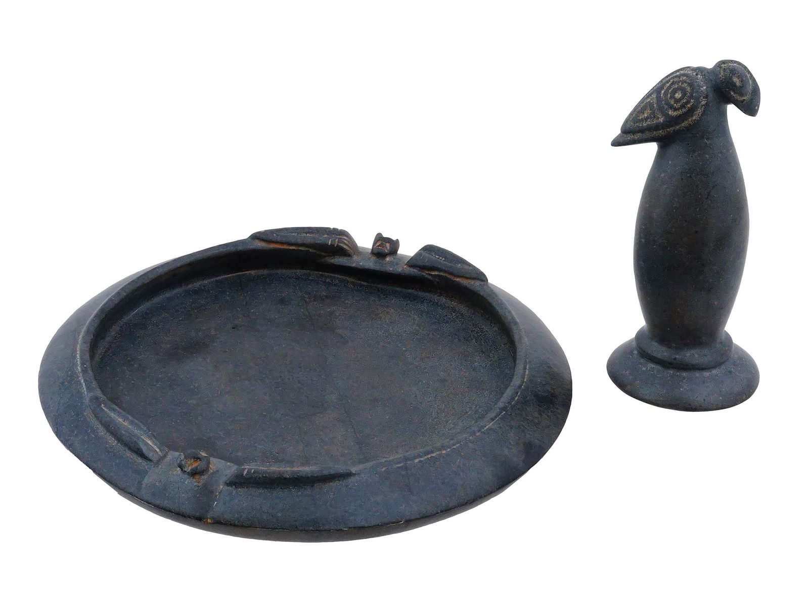 PRE COLUMBIAN TAINO  CARVED  HARDSTONE BOWL AND PESTLE (1 of 12)