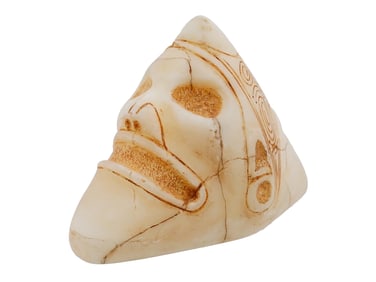 ANCIENT TAINO CARVED WHITE MARBLE TRIGONOLITO ZEMI IDOL