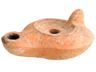 ANCIENT ROMAN TERRACOTTA POTTERY OIL LAMP 1ST C AD
