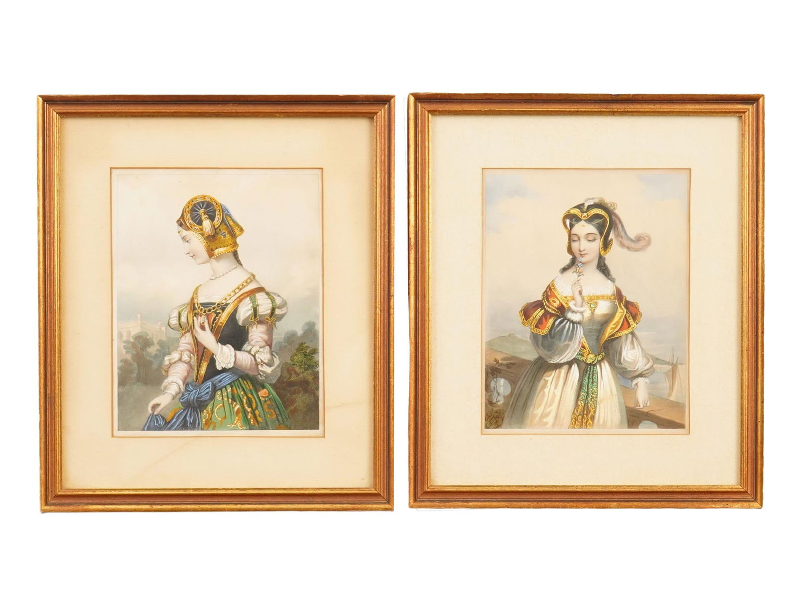 LADY PORTRAITS COLOR LITHOGRAPHS WITH PAINT (1 of 4)