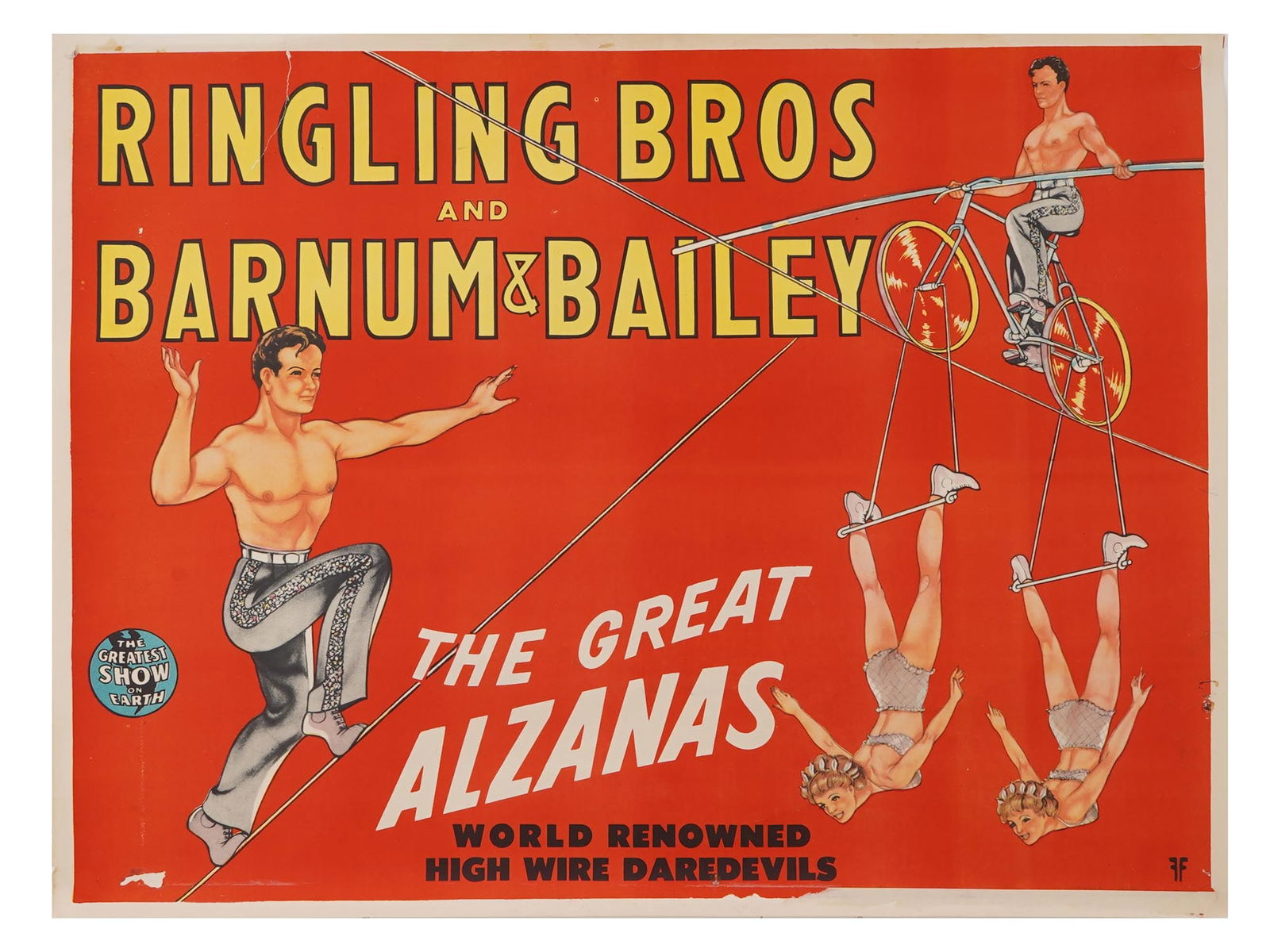 VTG AMERICAN CIRCUS POSTER RINGLING BROS GREAT ALZANAS (1 of 3)