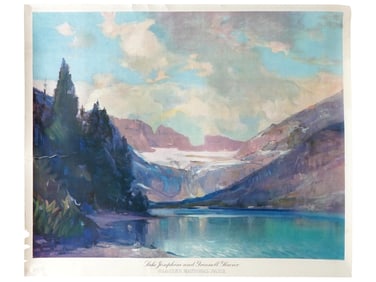 VINTAGE AMERICAN POSTER LAKE JOSEPHINE GRINNELL GLACIER