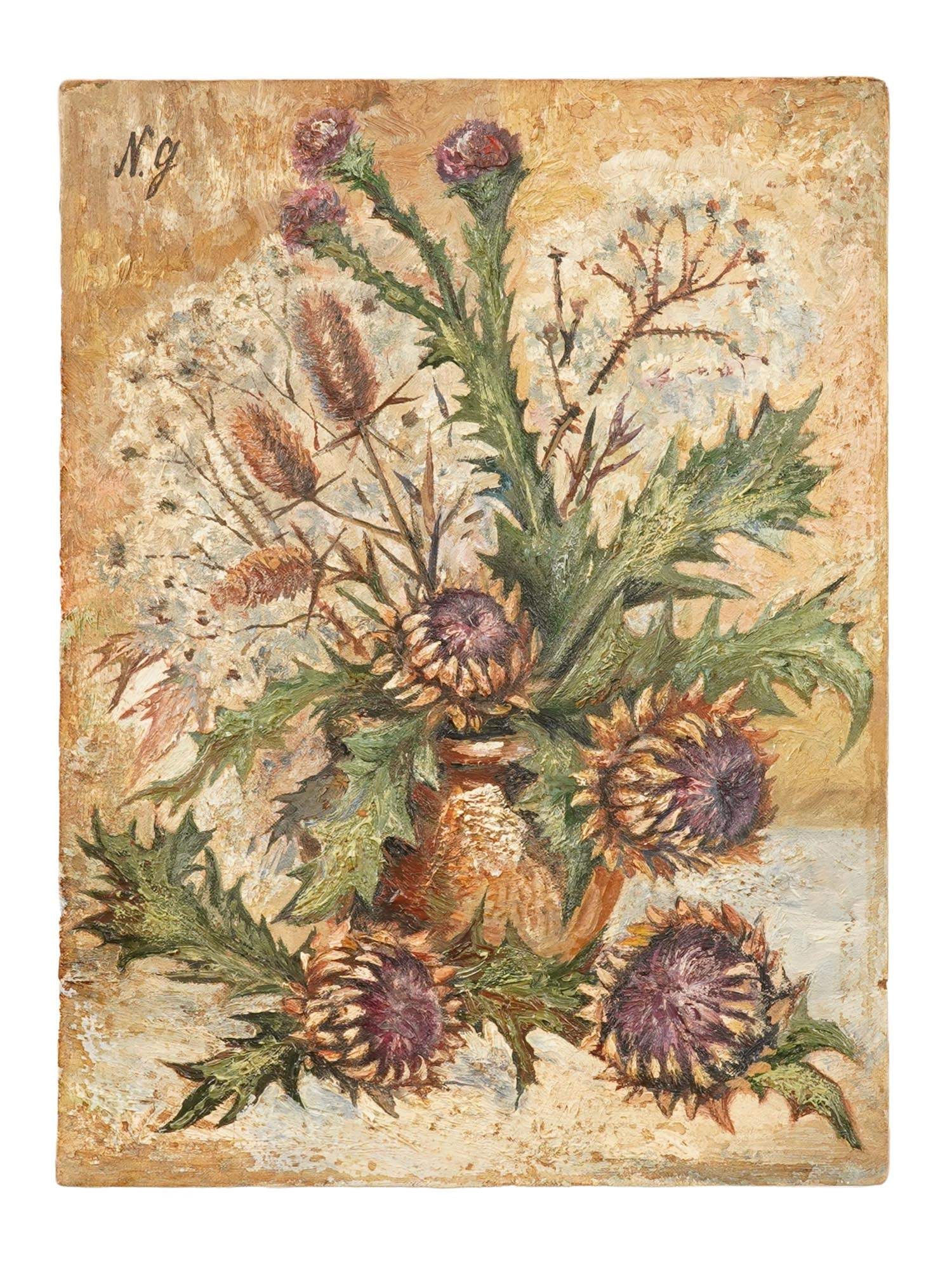 FLORAL STILL LIFE OIL PAINTING SIGNED N GONCHAROVA (1 of 5)