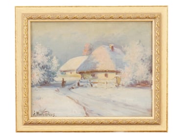 UKRAINIAN PAINTING BY V. TOLKACHEVSKIY WINTER LANDSCAPE