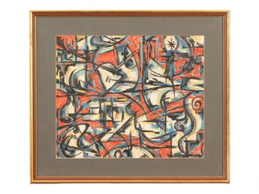 ABSTRACT OIL PAINTING IN STYLE OF JACKSON POLLOCK