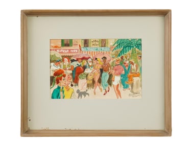 AMERICAN PAINTING SIGNED MICHAEL BERRY ST. TROPEZ CAFE