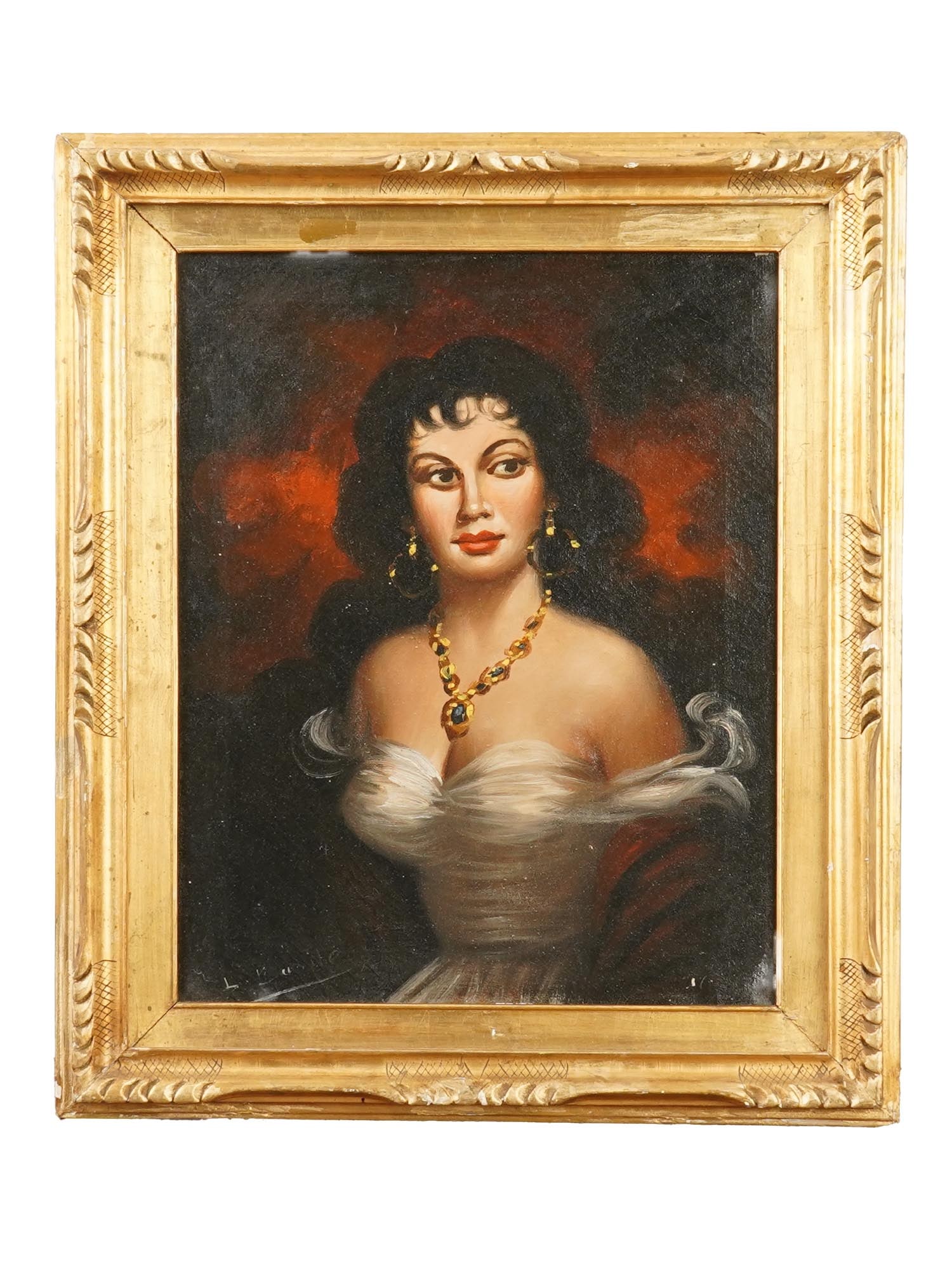 FEMALE PORTRAIT OIL PAINTING SIGNED L. BUSILE (1 of 4)